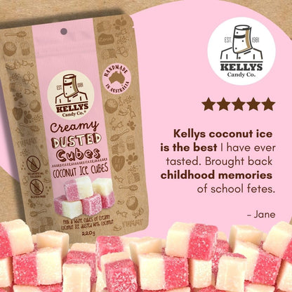 Kellys Candy Co. Coconut Dusted Cubes (200g)