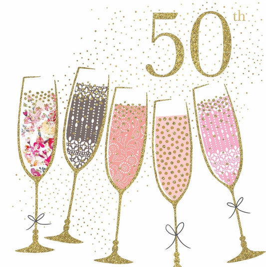 50th Birthday Champagne Greeting Card
