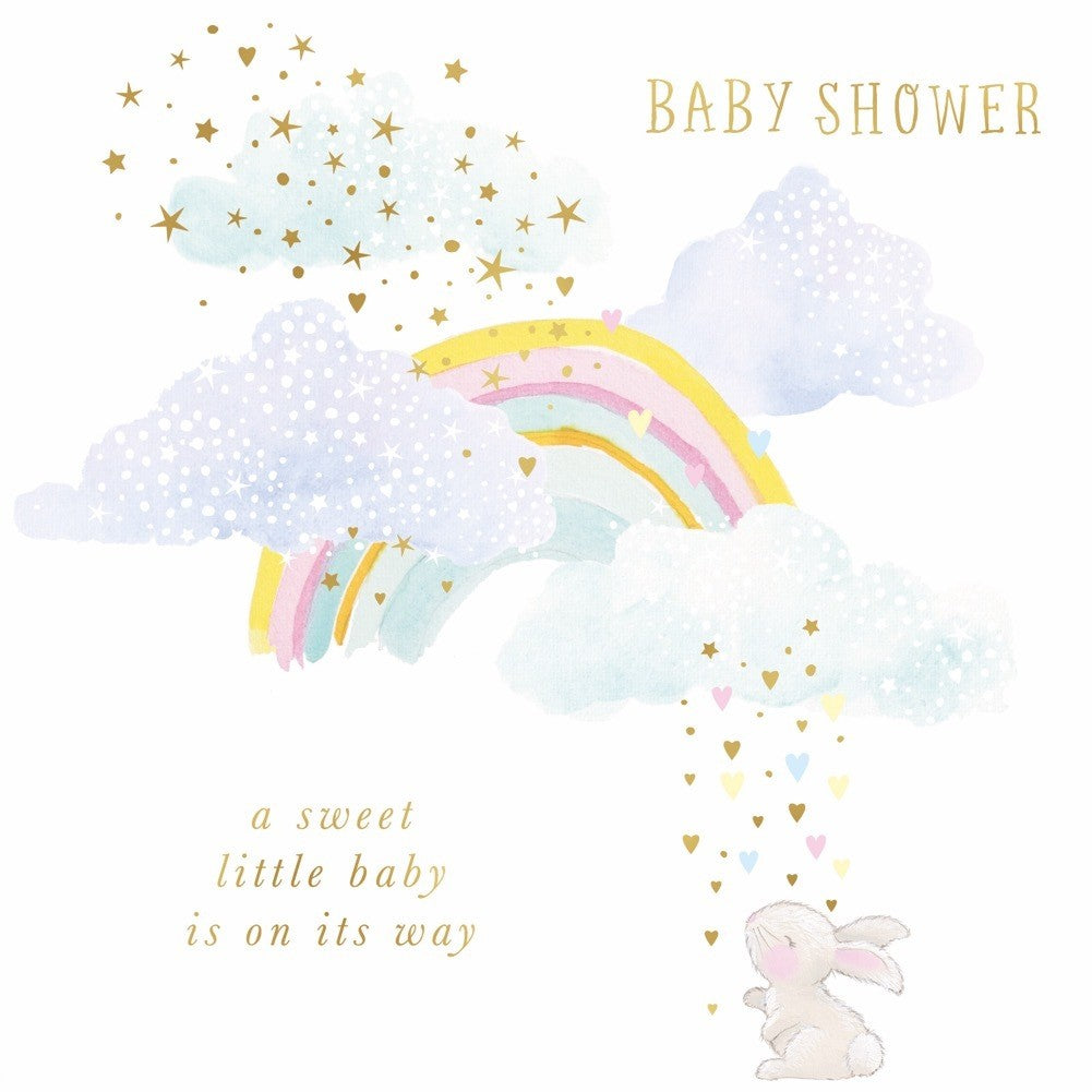 With Love Rainbow Bunny Baby Shower Greeting Card