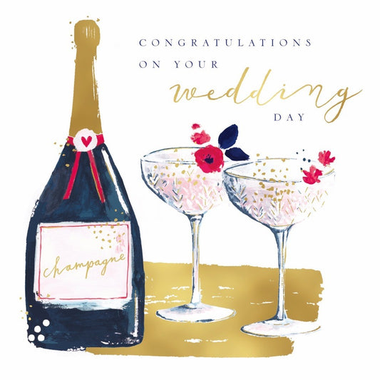 Swan Lake Champagne Wedding Greeting Card