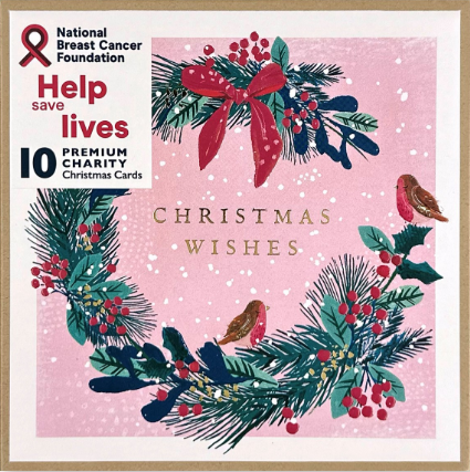 Pink Wreath Charity Christmas Cards Box Of 10
