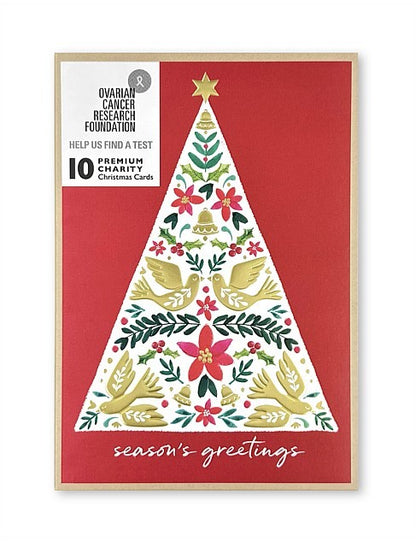 Folk Tree Christmas Cards Box Of 10