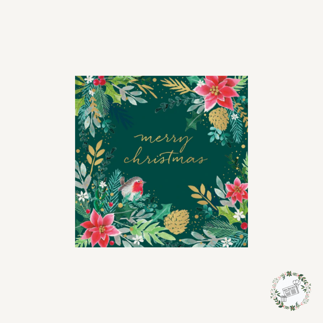 Poinsettia Floral Premium Charity Christmas Cards 