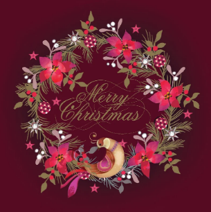 Poinsetta Wreath Charity Christmas Cards Box Of 12