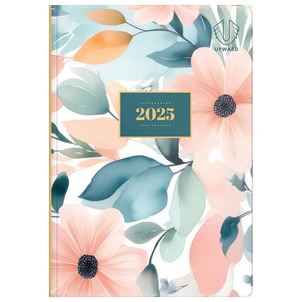 2025 A5 Day To A Page Upward Floral Diary 