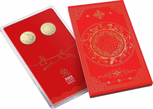 2023 Ram Lunar Year Of The Rabbit $1 Albr Uncirculated 2 Coin Set