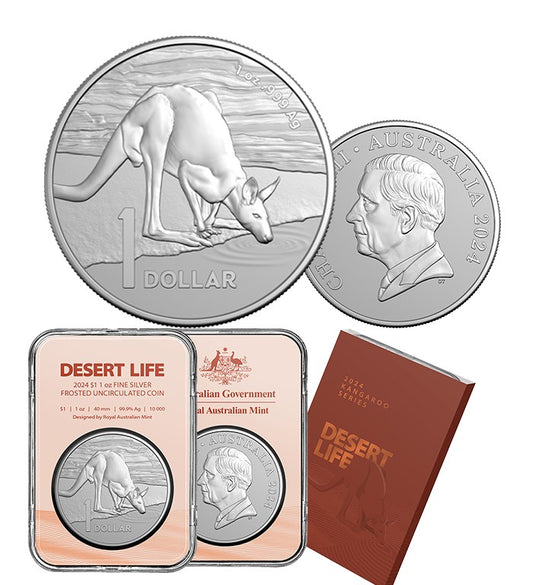 Kangaroo Series 2024 $1 1oz Frosted Fine Silver Coin