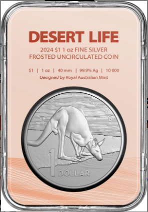 Kangaroo Series 2024 $1 1oz Frosted Fine Silver Coin