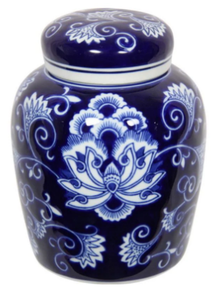 Blue Hamptons Style Ginger Jar