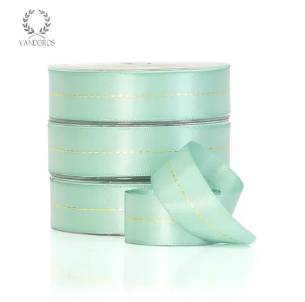 Vandoros Foil Satin Stitch Mint/gold Ribbon