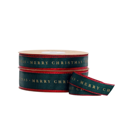 Vandoros Traditional Merry Christmas Taffeta Green/red Ribbon