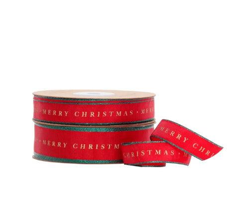 Vandoros Traditional Merry Christmas Taffeta Red/green Ribbon