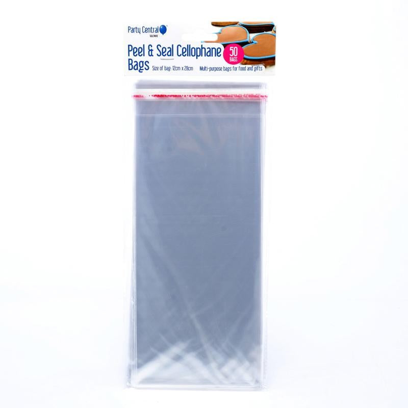 Peel & Seal Cellophane Bags 50pk 12x28cm