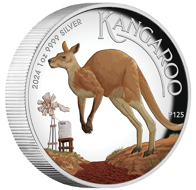 2024 Australian Kangaroo 1oz Silver Proof High Relief Coloured Perth Mint Presentation Case & Coa 