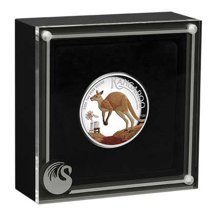 2024 Australian Kangaroo 1oz Silver Proof High Relief Coloured Perth Mint Presentation Case & Coa 