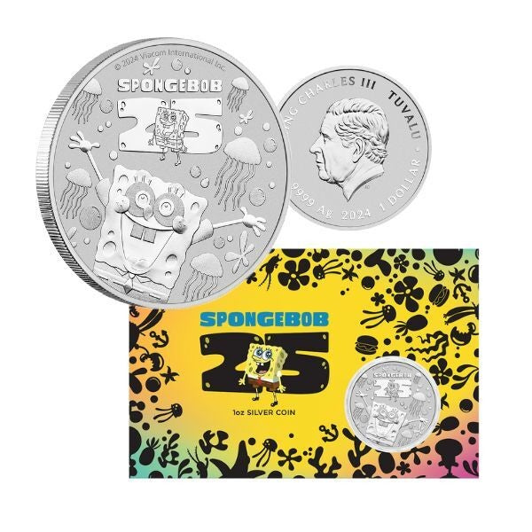 2024 $1 Spongebob Squarepants 1oz Silver Coin In Card