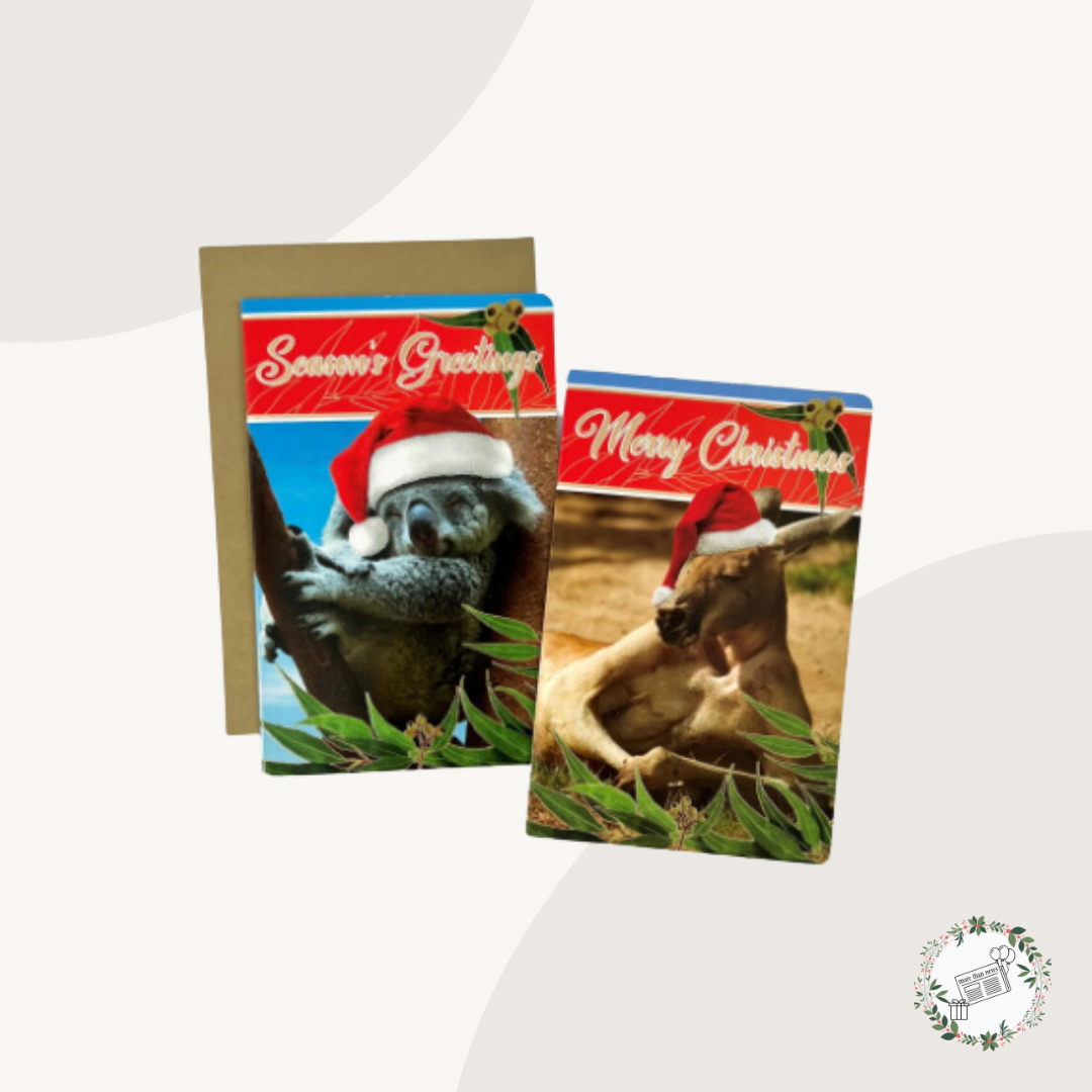 Festive Kangaroo & Koala Premium Charity Christmas Cards 