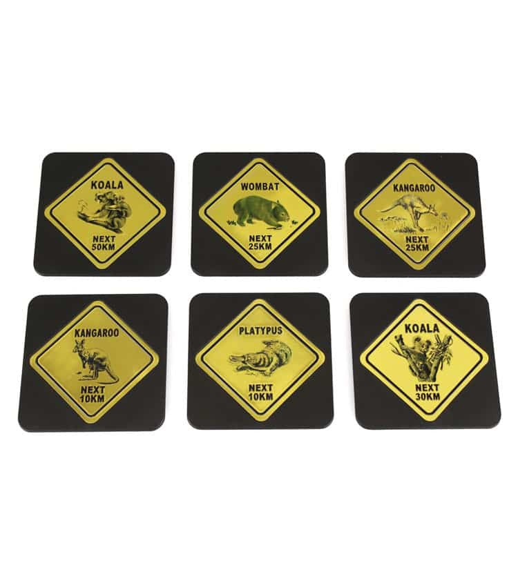 Metallic Australian Road Sign Coaster Set