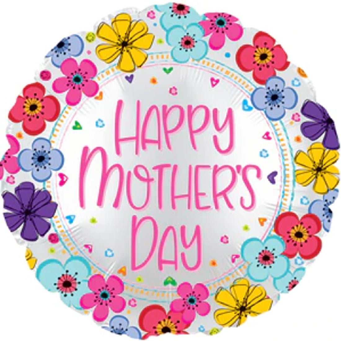Happy Mother's Day Floral Border 17inch Foil Balloon
