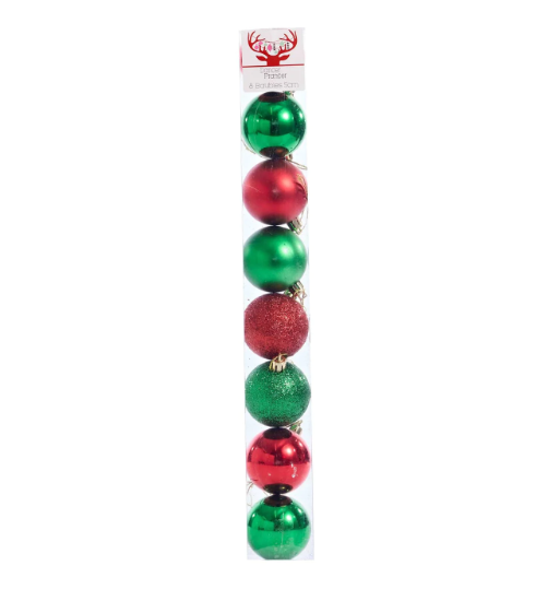 Red & Green Christmas Baubles 10pk