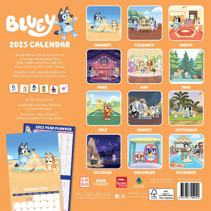 2025 12 Month Bluey Wall Calendar