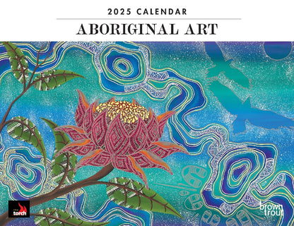 2025 12 Month Aboriginal Art Horizontal Wall Calendar