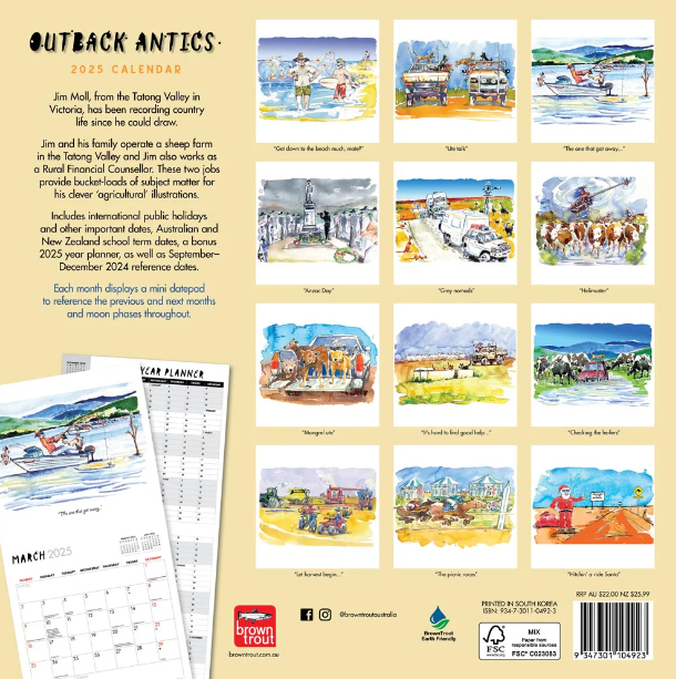 2025 12 Month Outback Antics Wall Calendar