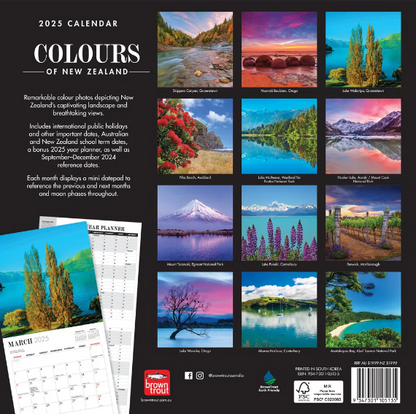 2025 12 Month Colours Of New Zealand Wall Calendar