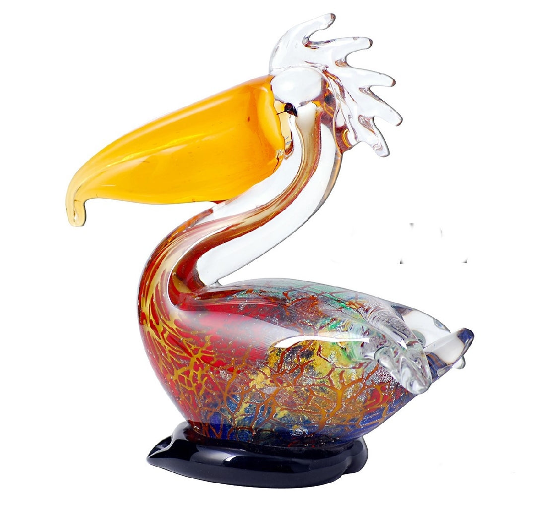 Rikaro Multicoloured Pelican Art Glass Sculpture 