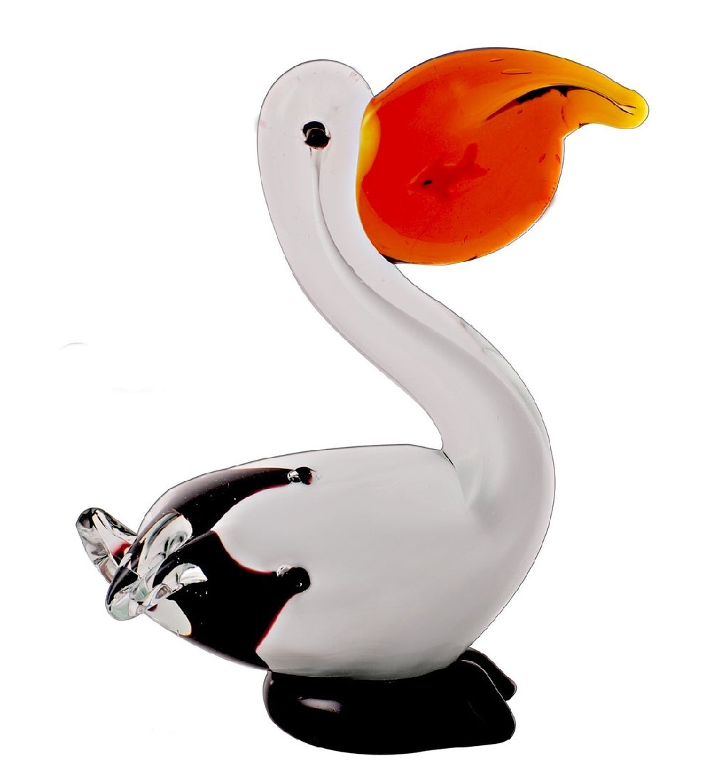 Rikaro Pelican & Fish Art Glass Sculpture 