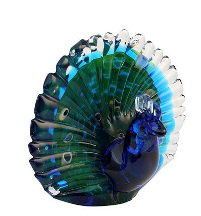 Rikaro Peacock Art Glass Sculpture 