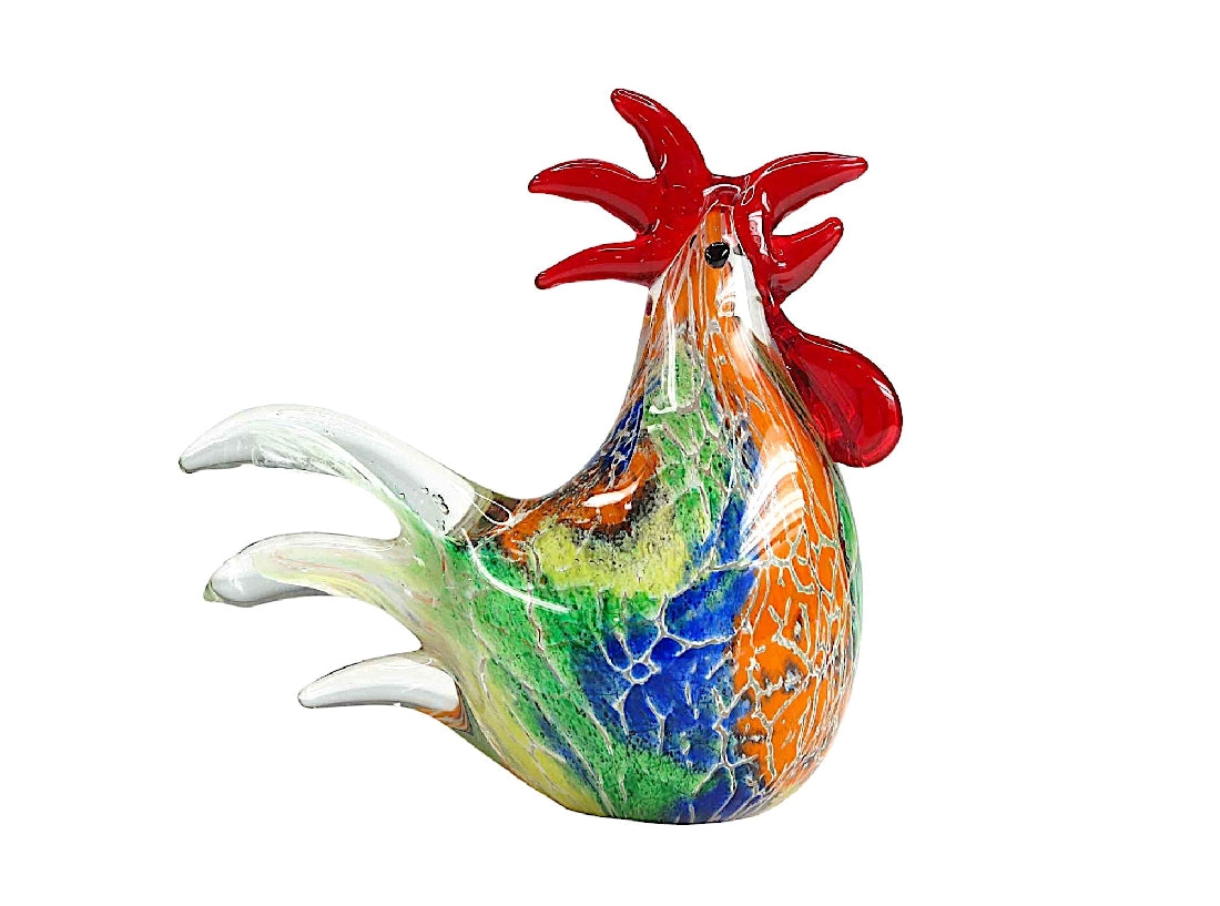 Rikaro Multicoloured Rooster Art Glass Sculpture 