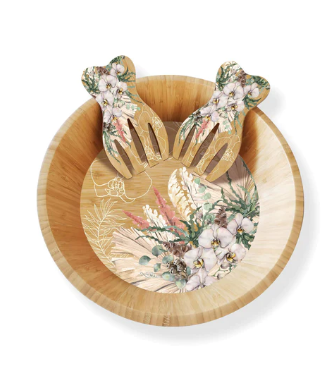 Lisa Pollock Salad Bowl And Fork Set