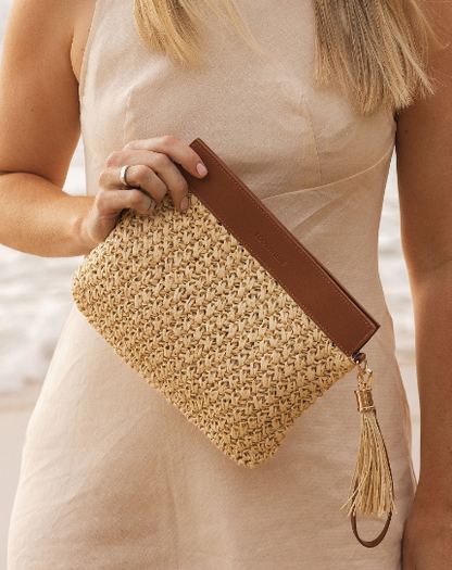 Louenhide Fern Raffia Clutch [clr:tan]