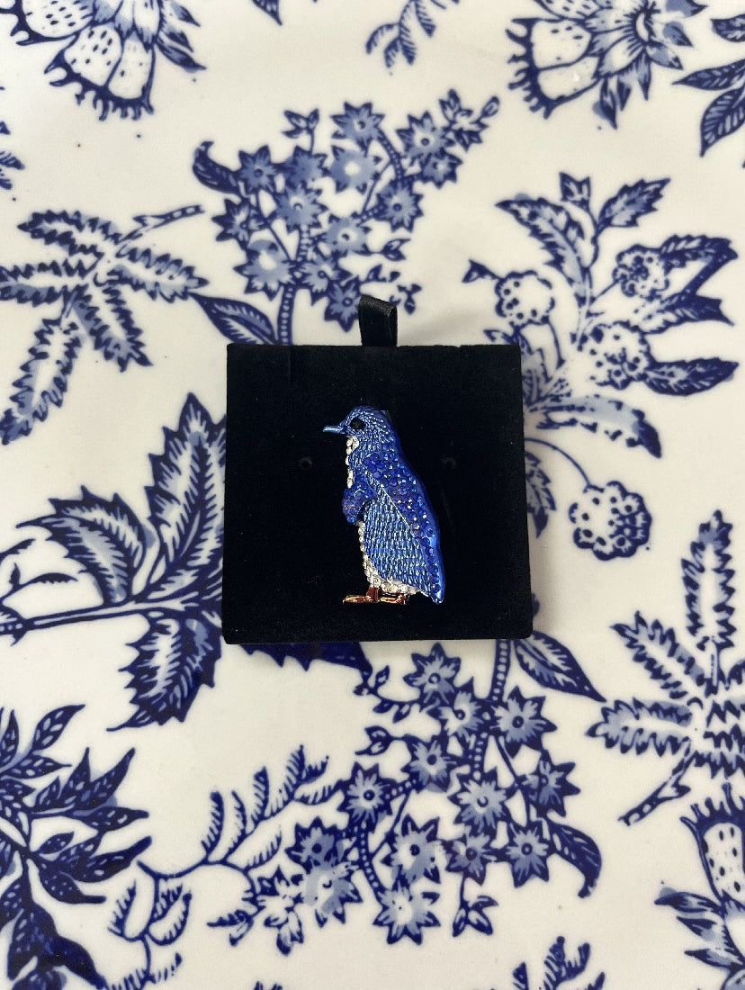 Blue Penguin Brooch