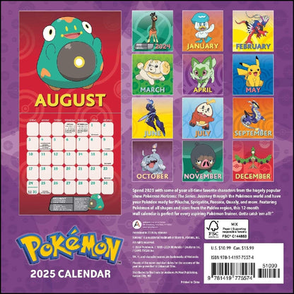 2025 12 Month Pokemon Mini Calendar