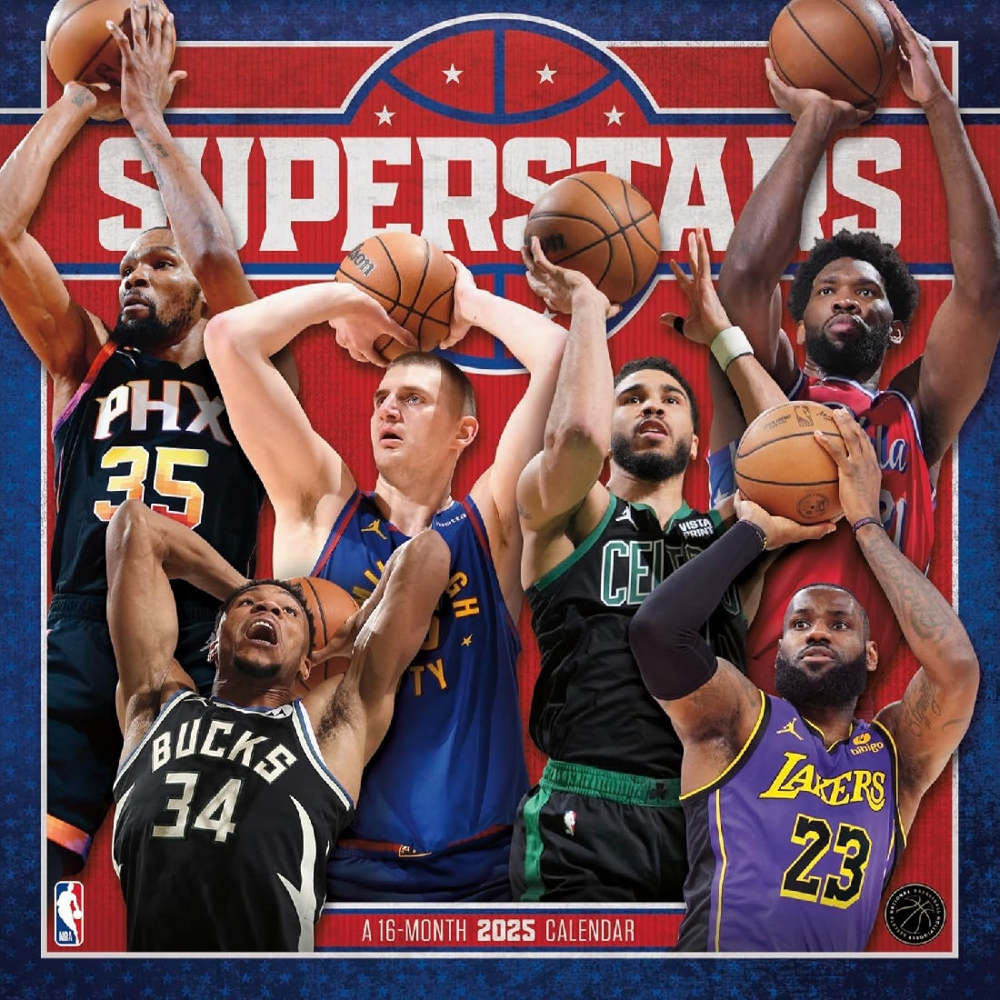 2025 16 Month Superstars Wall Calendar