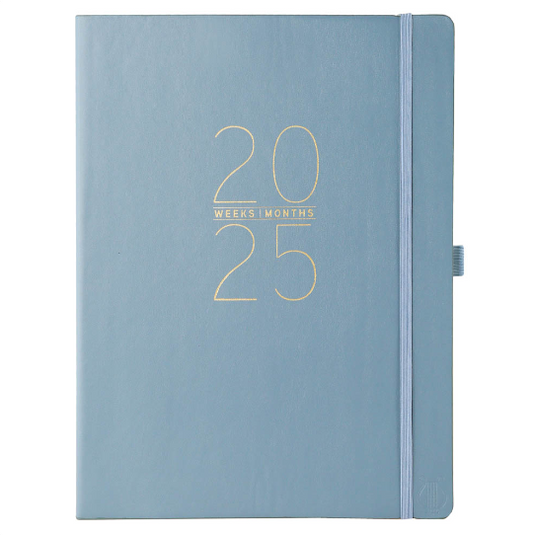 2025 18 Month Weekly Classic Vegan Leather Planner [clr:blue]