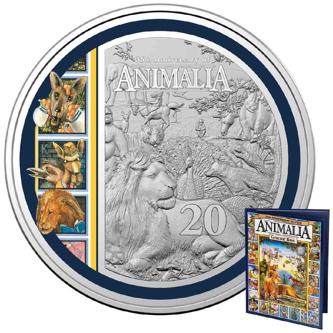Animalia 35th Anniversary 2021 20c Coloured Uncirculated Coin Inc Special Edition Book