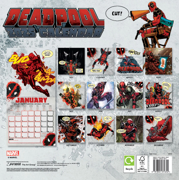 2025 16 Month Deadpool Wall Calendar