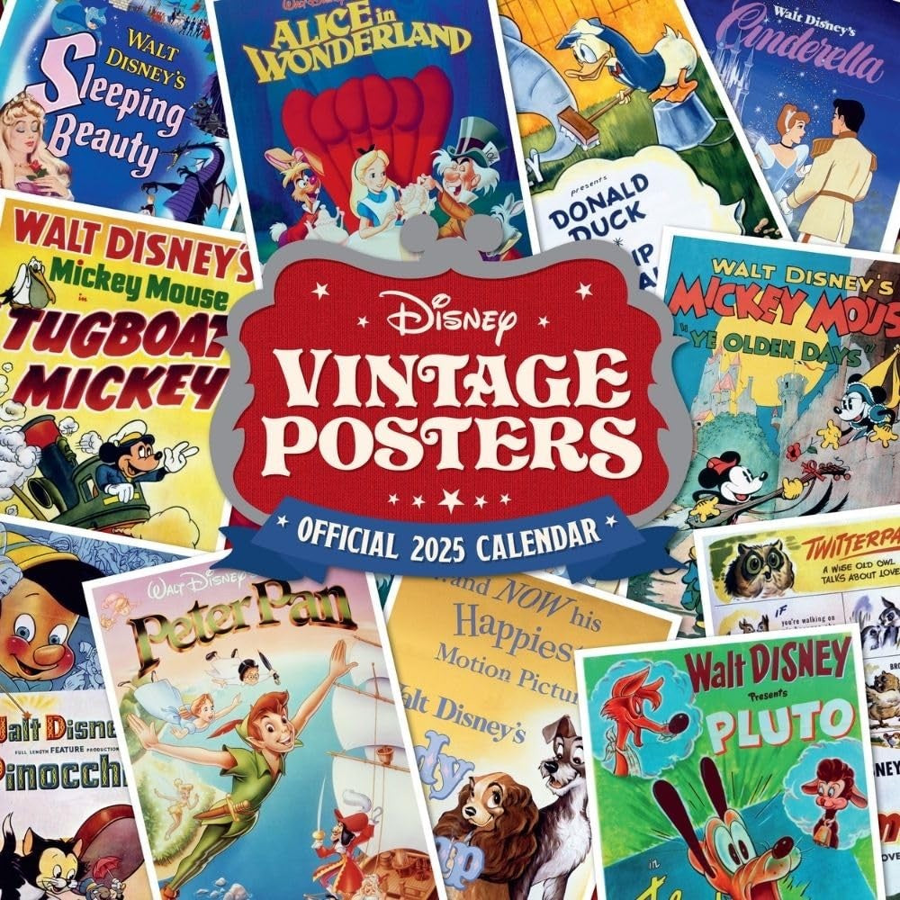 2025 12 Month Vintage Disney Posters Wall Calendar