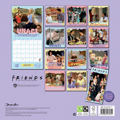 2025 12 Month Official Friends The Television Series Wall Calendar