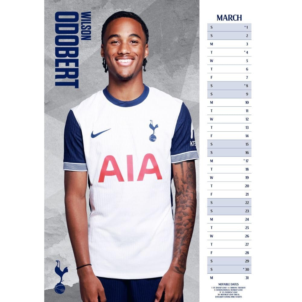 2025 12 Month A3 Official Tottenham Hotspur Football Club Wall Calendar