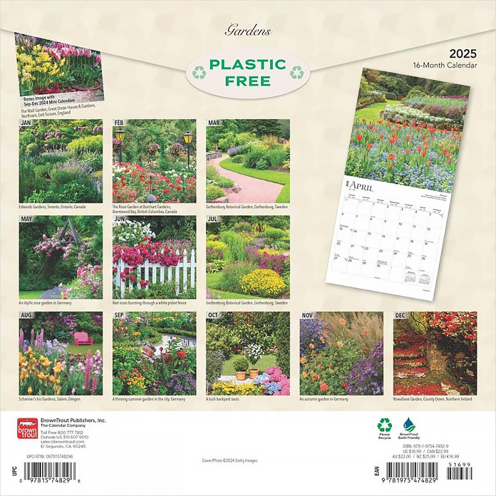 2025 16 Month Gardens Wall Calendar