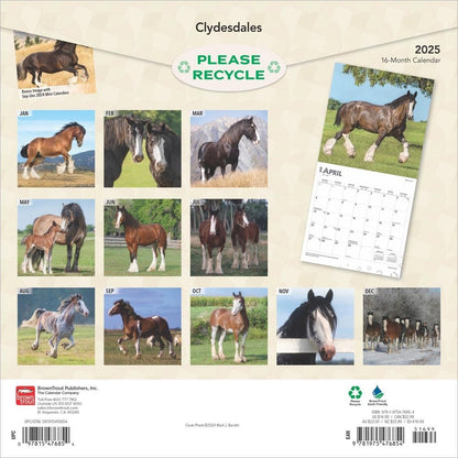 2025 16 Month Clydesdales Wall Calendar