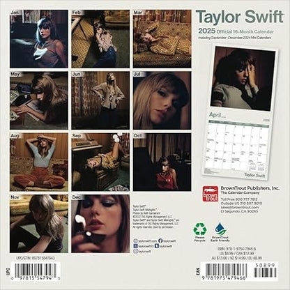 2025 16 Month Taylor Swift Mini Wall Calendar