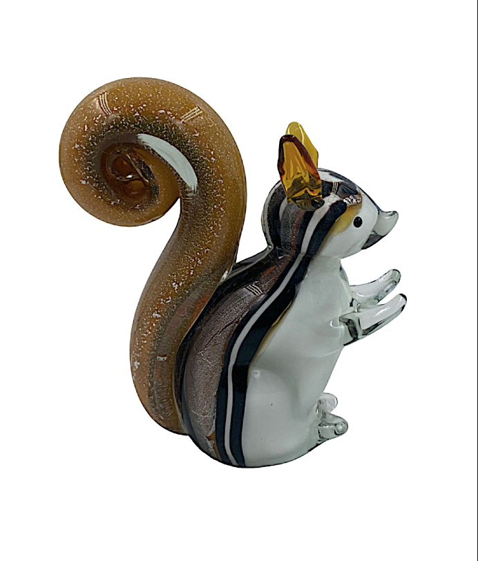Rikaro Squirrel Amber Glass Figurine