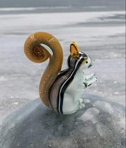 Rikaro Squirrel Amber Glass Figurine