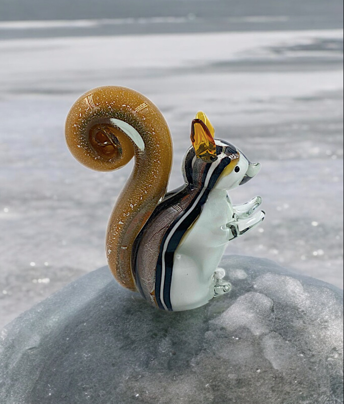 Rikaro Squirrel Amber Glass Figurine