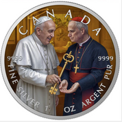 LEO XIV INHERITANCE COMMEMORATIVE COIN 2025 CANADA 1OZ SILVER $5 COLOURED COIN